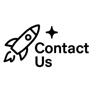 Rocket icon with orange star and text saying “Contact Us”